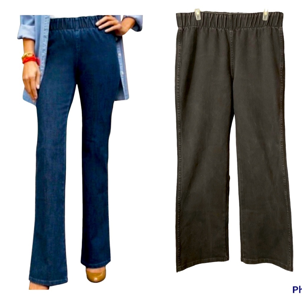Soft surroundings elastic waist straight leg black jeans Size MP